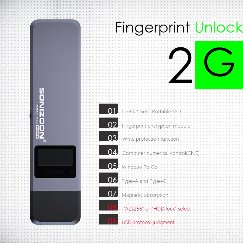 Solid State Usb Flash Drive Criptografia por Impressões Digitais Proteção de Dados Privacy Pendrive 1tb 512gb 256gb Novidades 2.0 - Imagem 6