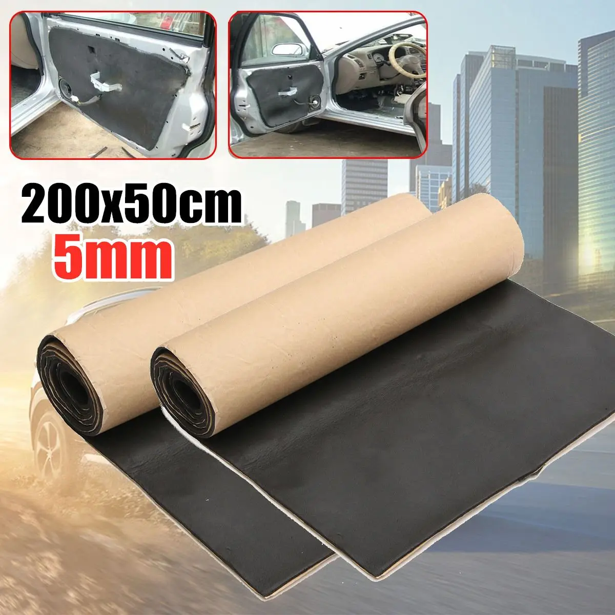 1/2pcs 5mm 200x50cm Car Sound Proof Deadener Noise Proofing Mats