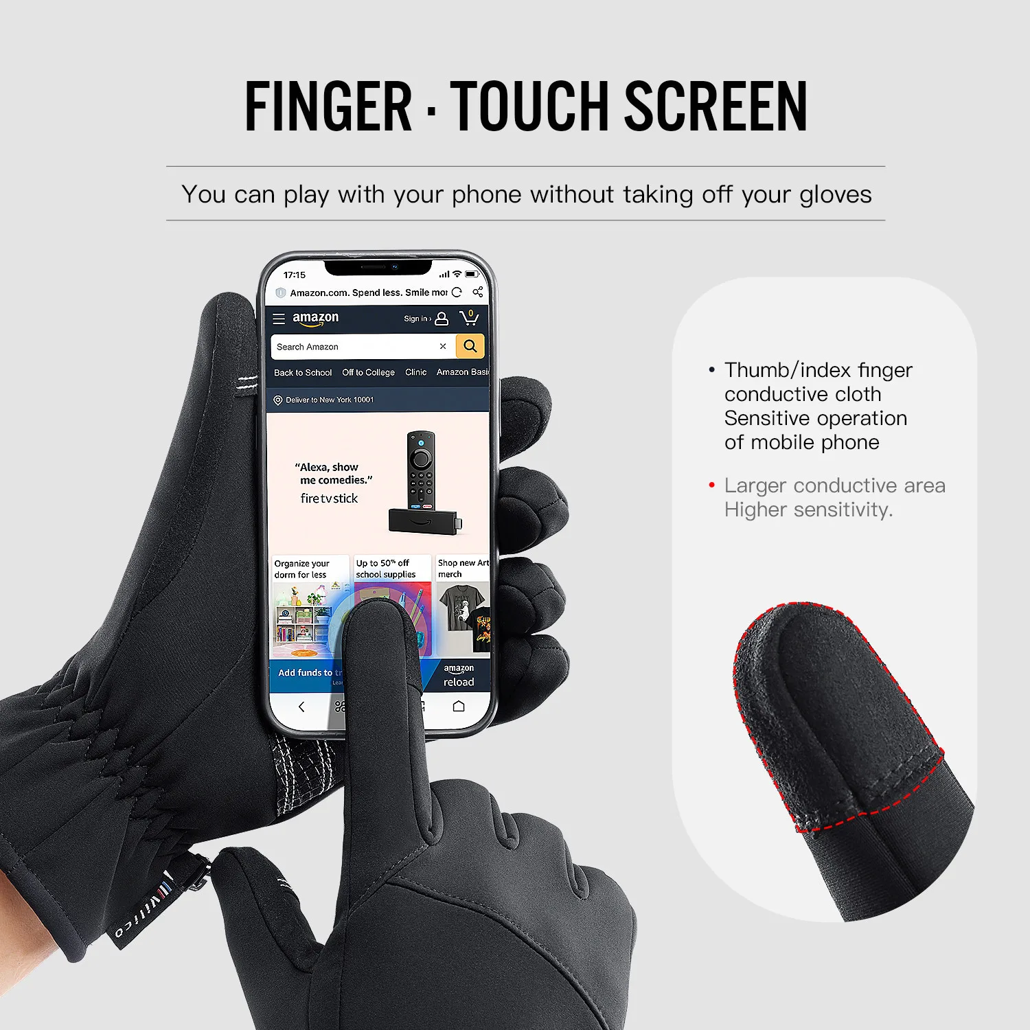 Men Winter Waterproof Cycling Gloves Outdoor Sports Running Motorcycle Ski Touch Screen Fleece Gloves Non-slip Warm Full Fingers 4