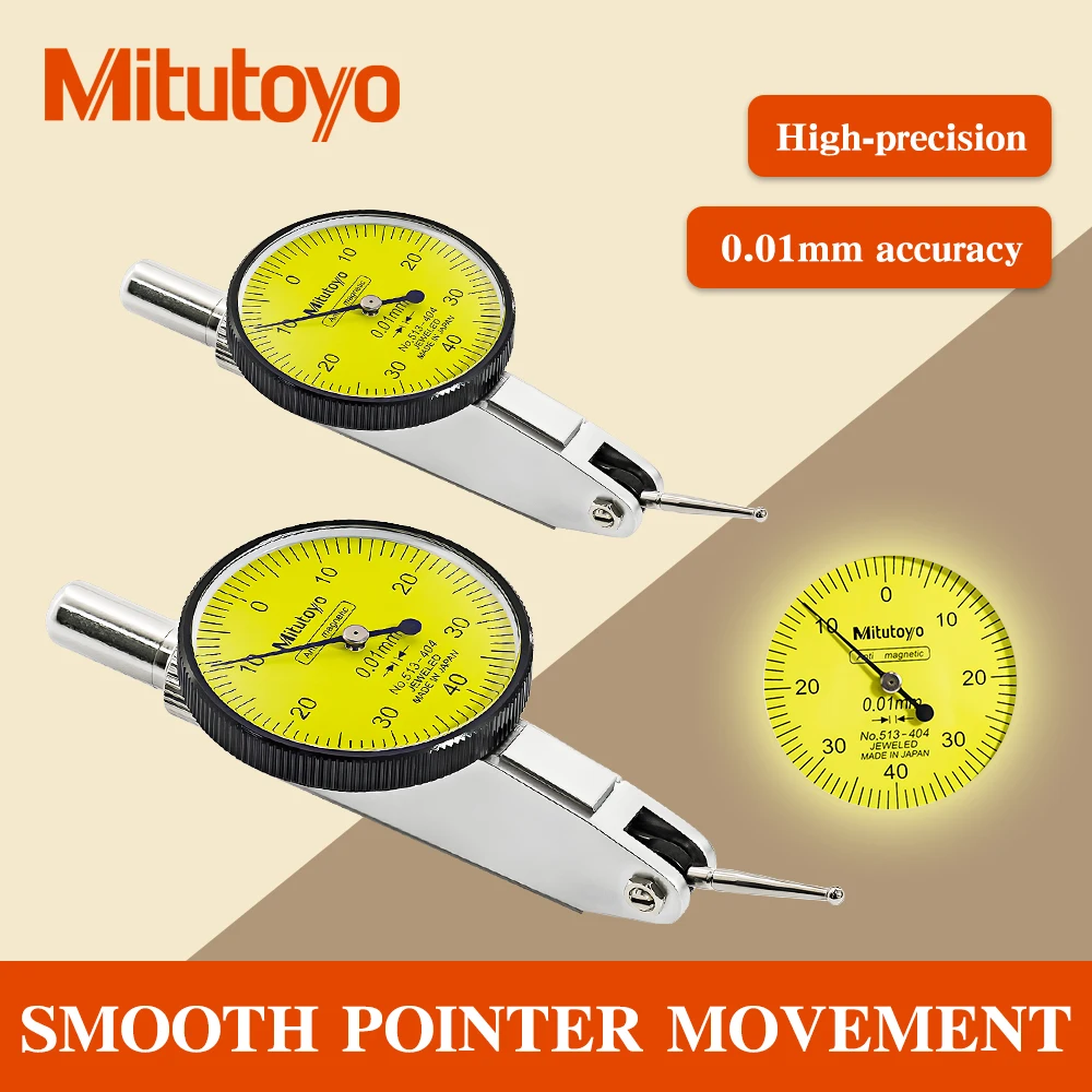 Mitutoyo No.513-404 Stable Accuracy 0.01 Range 0-0.8mm 32/38mm Dial Indicator Analog Lever Dial Gauge Precision Measuring tools dial indicator gauge dial indicator