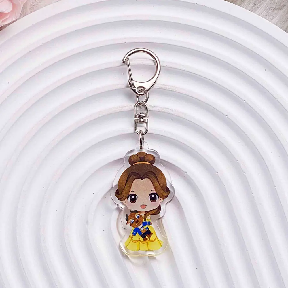 LLavero de acrílico de La Bella y La Bestia de Disney, accesorios