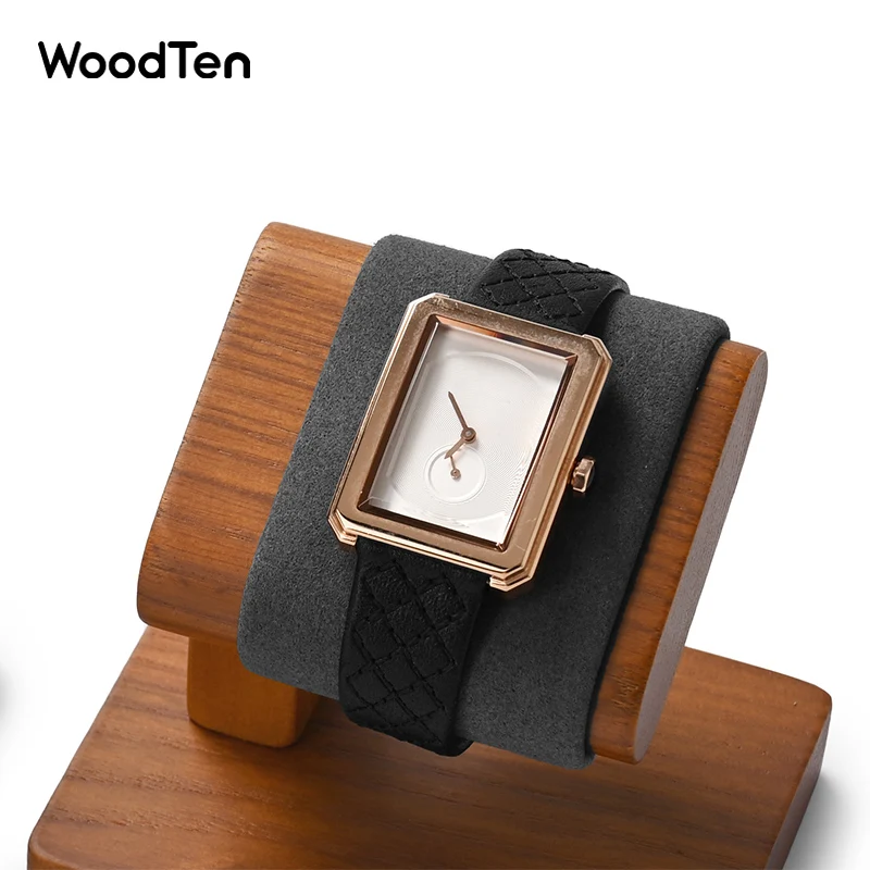 WoodTen 거치대 시계 디스플레이 정리함 스탠드, 팔찌 시계 디스플레이 랙, T자형 솔리드 우드 시계 스탠드