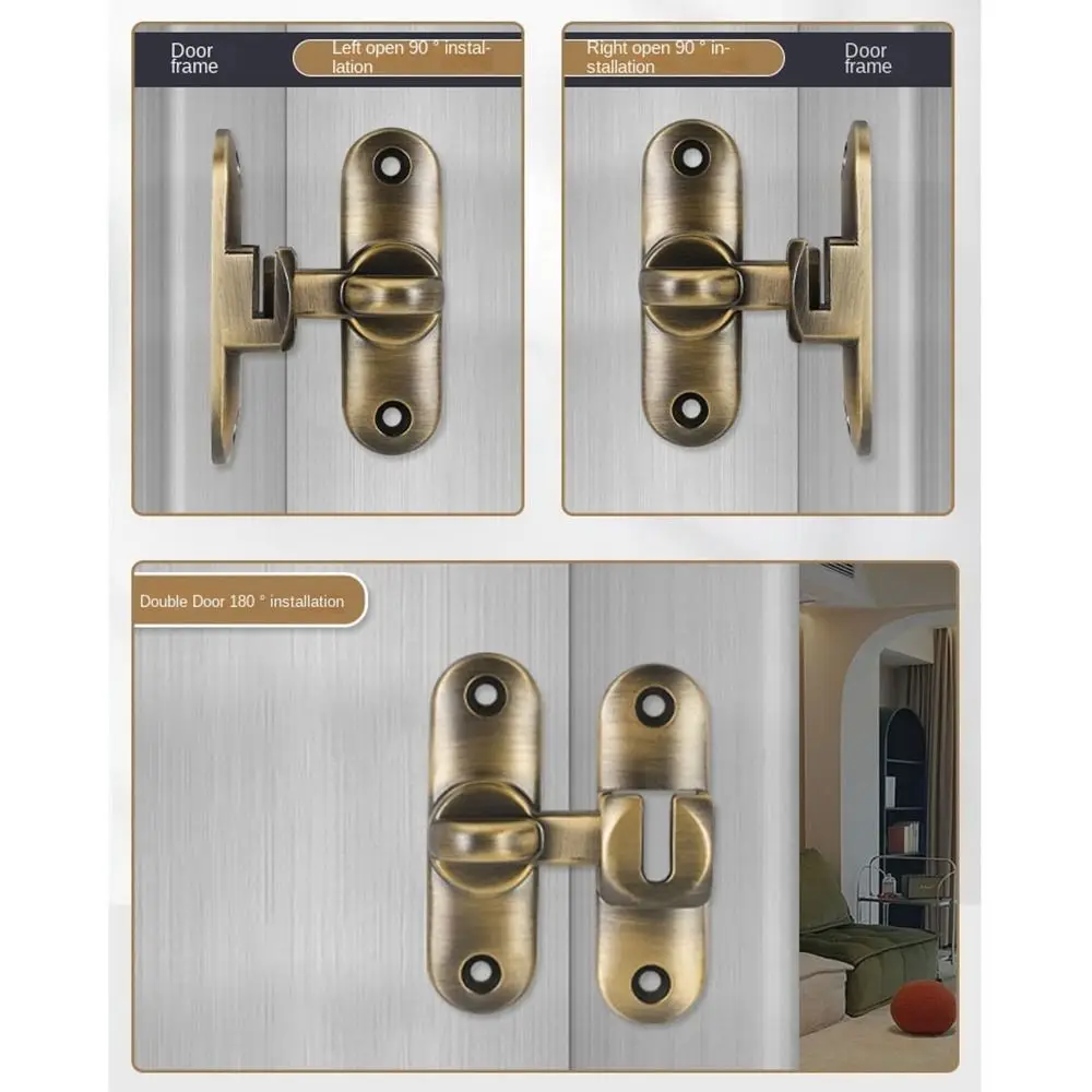 Zinc Alloy Anti-theft Buckle New Anti-theft 90&deg;/180&deg; Door Buckle Dual Purpose Hardware Sliding Door Latch