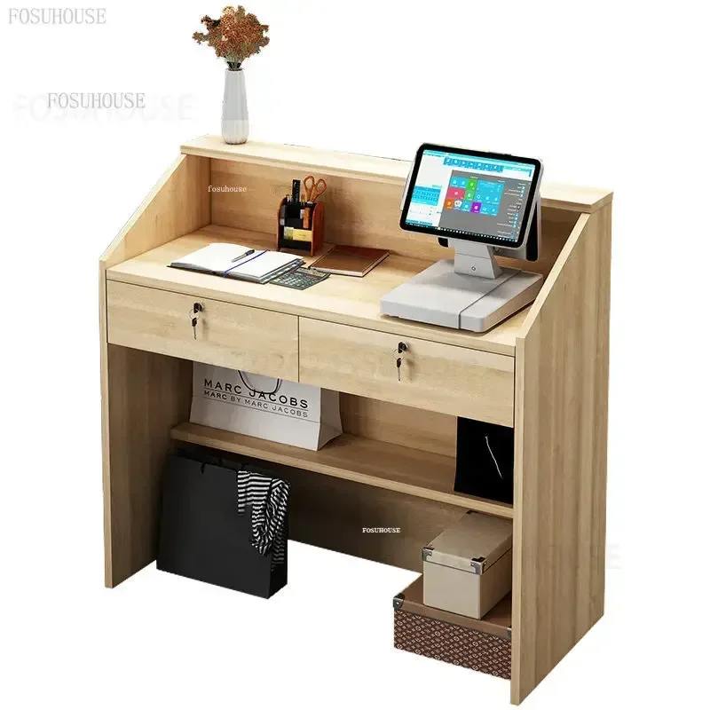European Reception Desks Bar Counter Commercial Clothing Store Cashier Modern Office Furniture Desk Barber Shop Reception Desks