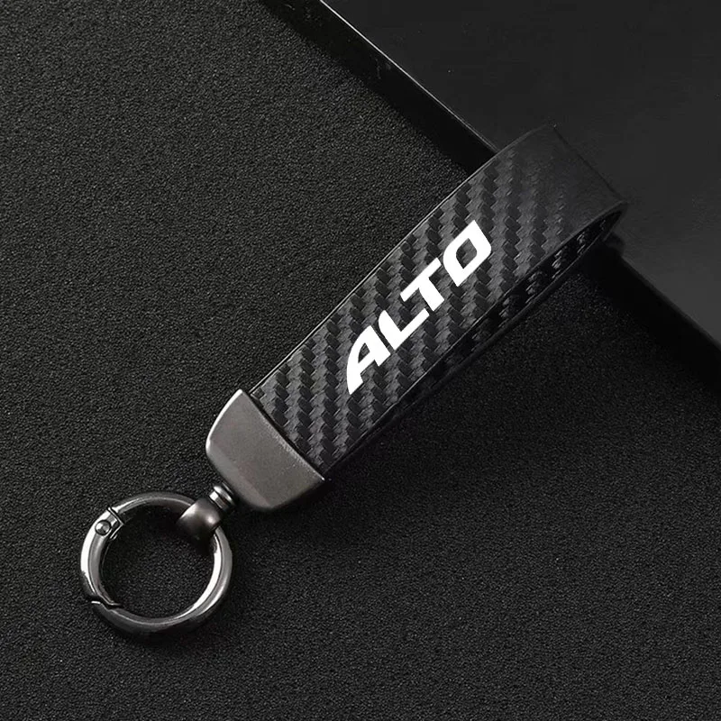 

carbon fiber Leather Keychain Car Keychain Horseshoe Buckle Jewelry For Suzuki Alto Accessories