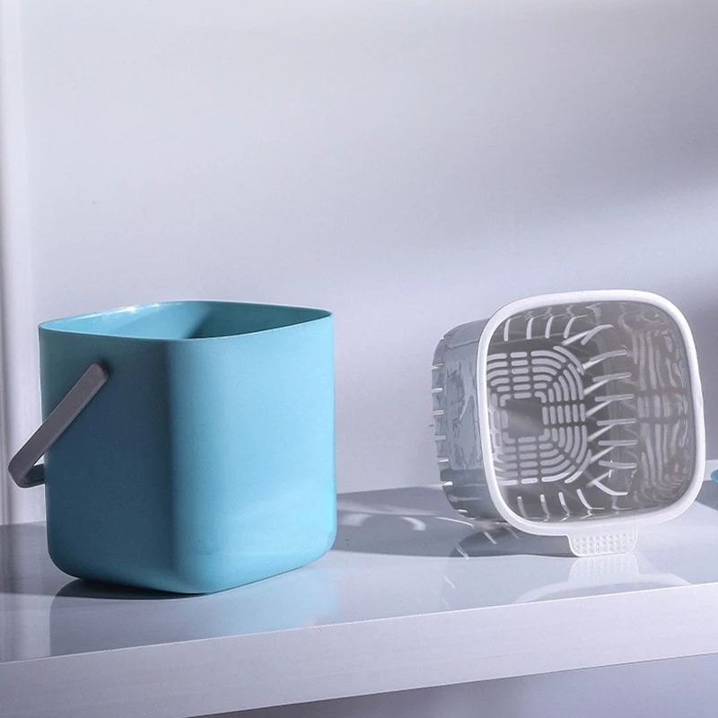 Trash Can Plastic Kitchen Food Waste Trash Can Compost with Drainer Rubbish Container Organizer Accessories Tools