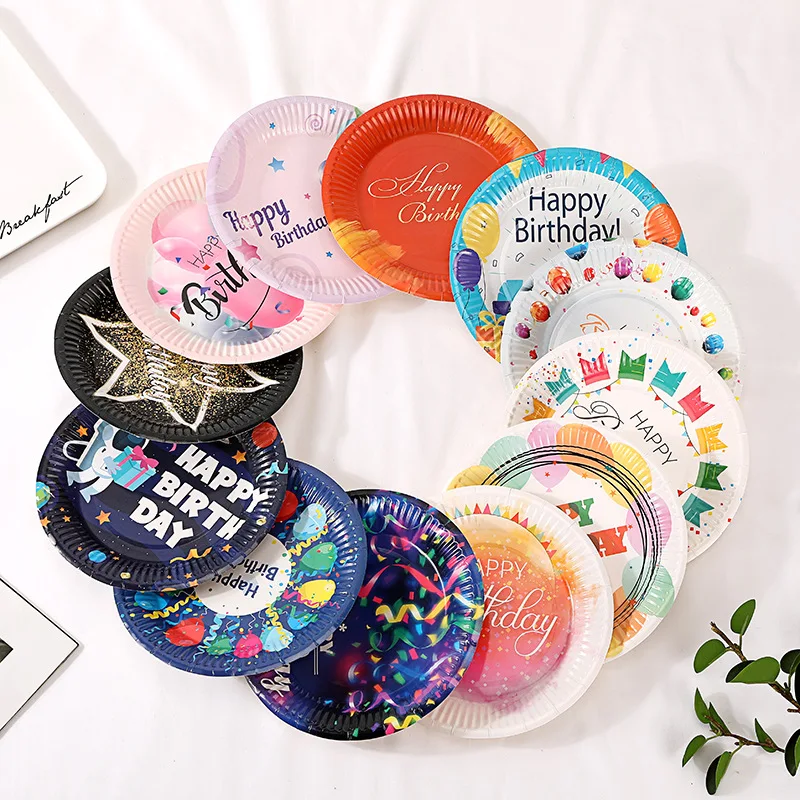 

New Multicolour Party Paper Plate Disposable Cake Disc 7 Inches Paper Plate Birthday Party Paper Tray