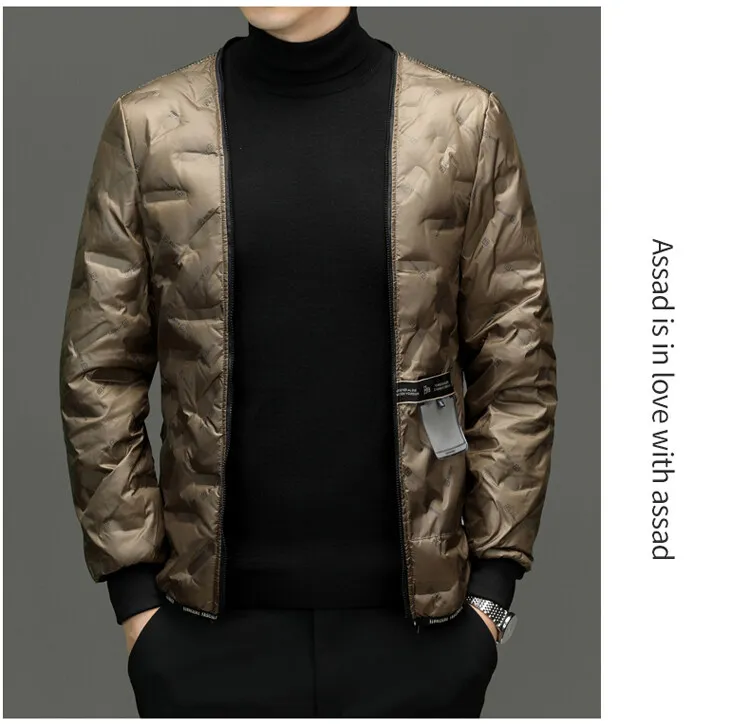 Klassische Winter-Herrenjacke mit Kapuze, 90% Weiße Entendaunen, Business-Casual Winddichte Dicke Steppjacke, Outdoor Warme Parka-Bekleidung – Detail 9