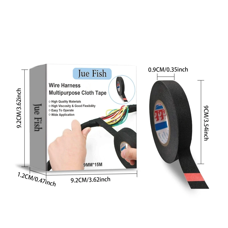 Insulation Tape Fireproof Adhesive Cloth Tape for Cable Insulation, Electrical Tape Adhesive Fabric Tape