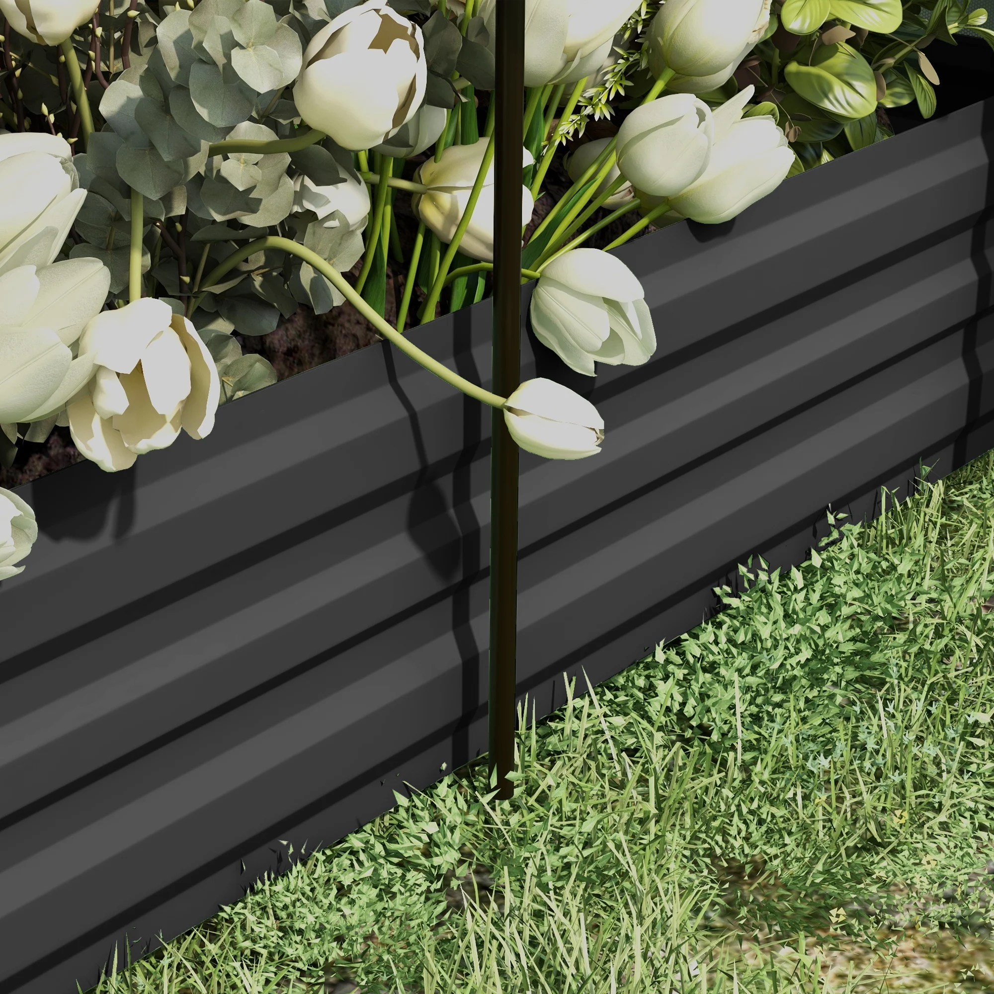 Stahl-Hochbeet mit Vogelschutznetz, dunkelgraues Gartenbeet für Balkon & Terrasse, 230x110x110cm, idealer Sonnenschutz – Detail 8