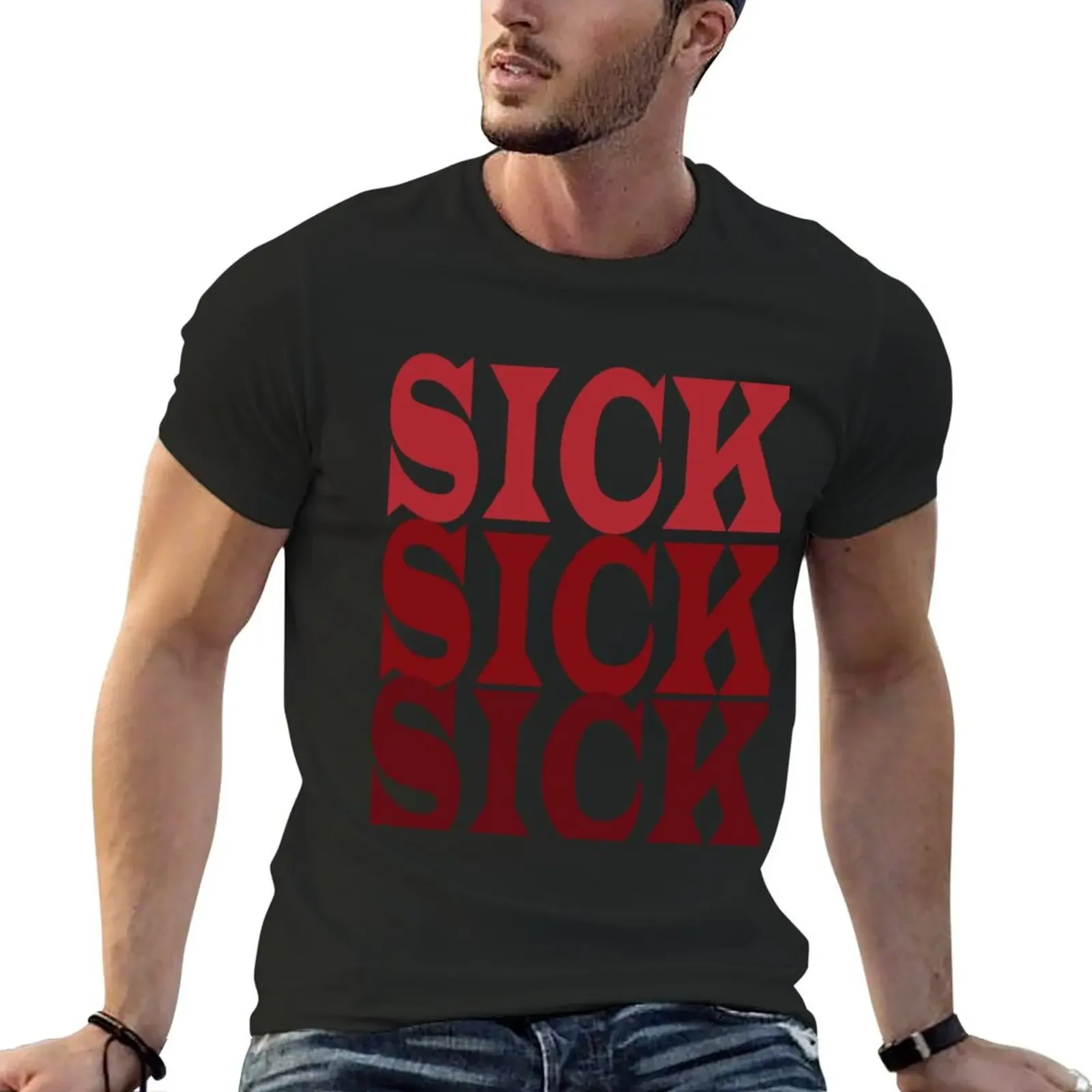 S!Ck Sick Red S!Ckk!Ck T-Shirt Blacks New Edition Customizeds Mens Champion T-Shirt