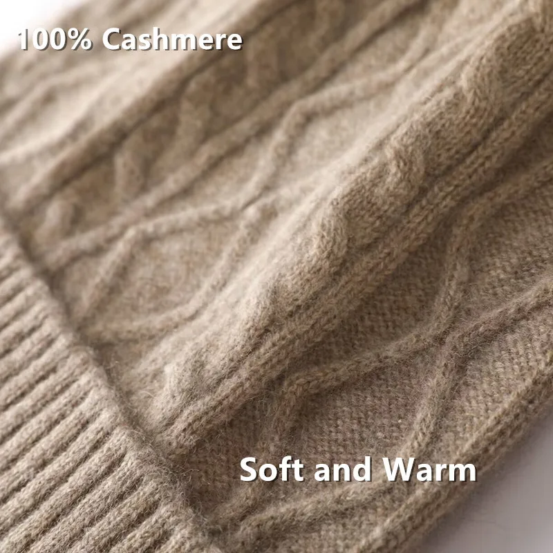 100%Pure Cashmere Women's Winter Hat 2023 Warm Wool Soft Beanie Bonnet y2k Rhombus Luxury Beanies For Lady Knitted Skullies Cap 5