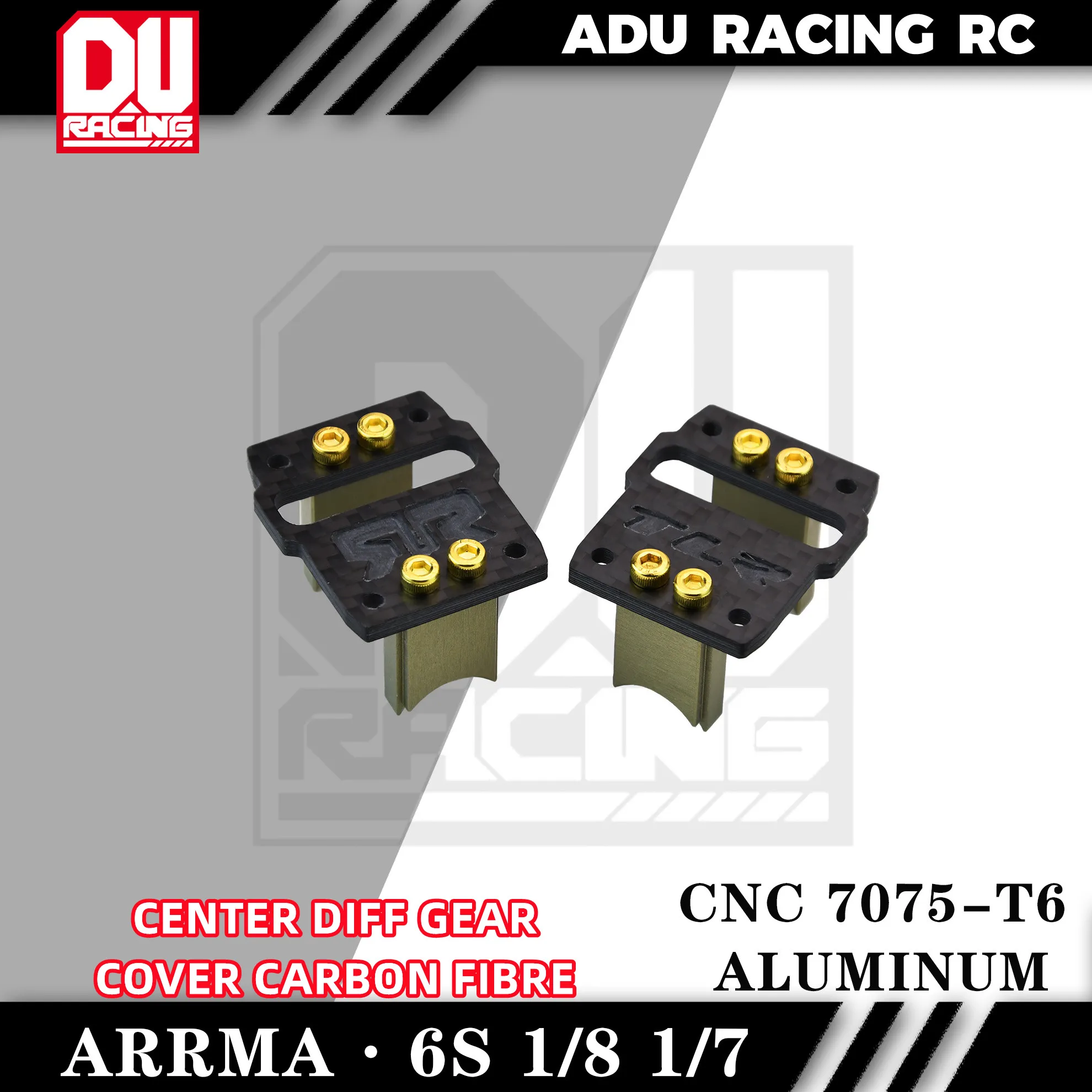 RC Car Parts Diff Mount ADU Racing CENTER DIFF GEAR COVER CARBON FIBRE CNC 7075 T6 ALUMINUM For ARRMA 6S TYPHON