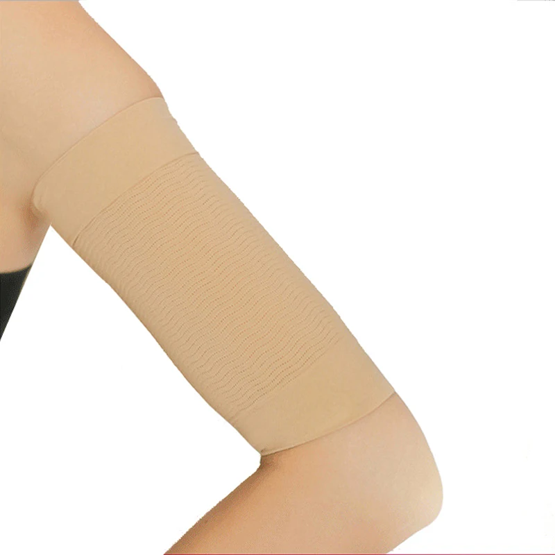 2Pcs Women Elastic Compression Arm Sleeves Weight Loss Shaper Slimming Calories Arm Belt Support Elbow Sock Massager Wraps