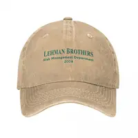 Lehman Brothers Risk Management Trucker Hat Outfits Vintage Distressed Denim Casquette Dad Hat For Men Women Adjustable 1