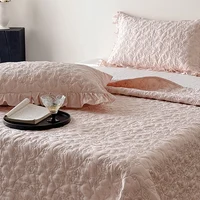 3/5Pcs Luxury Lyocell Cotton Flowers Quilted Embroidery Bedspread, Bed Cover, Mattress Topper Coverlet, Bed Sheet, Pillowcases