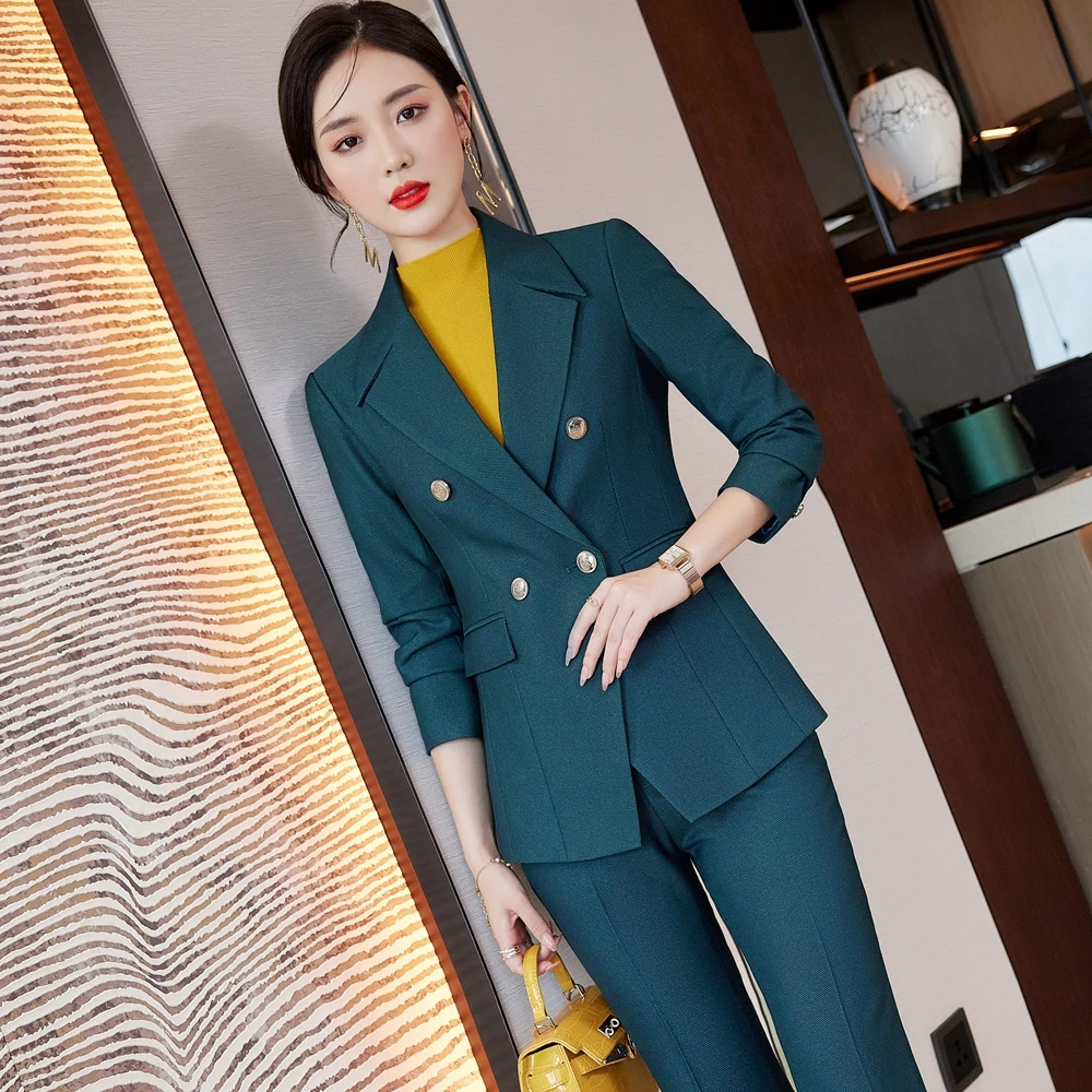 High Quality Fabric Formal Women Business Suits With Pants And Jackets Coat  Spring Autumn Winter Office Ladies Blazers Set - Pant Suits - AliExpress