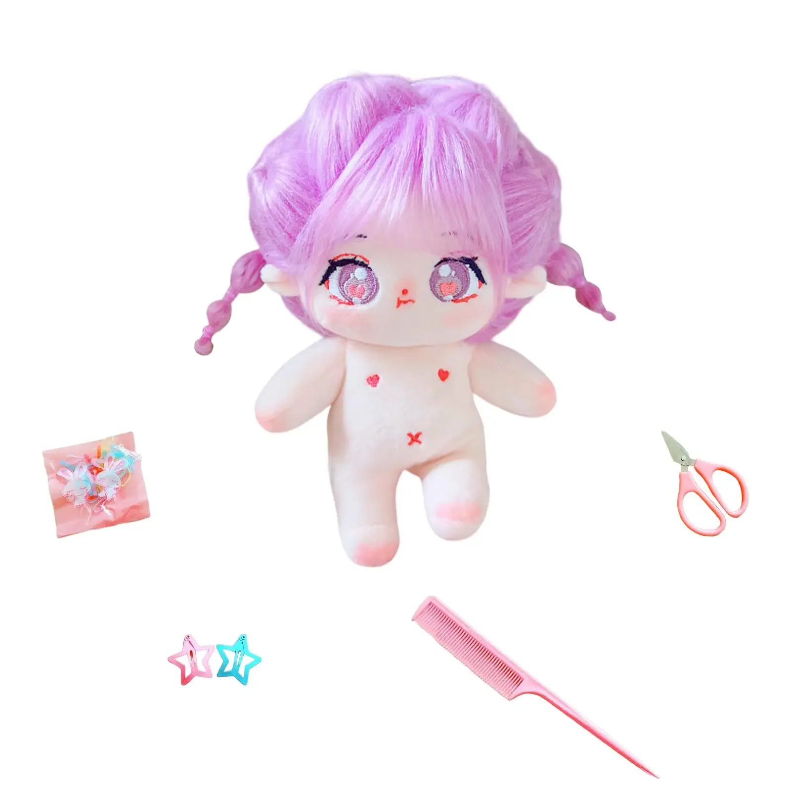 

20cm Plush Doll Cute Cotton Doll with Jointed Skeleton Anime Soft Stuffed Dress Up Doll and Hairdressing Set Collectible Gift