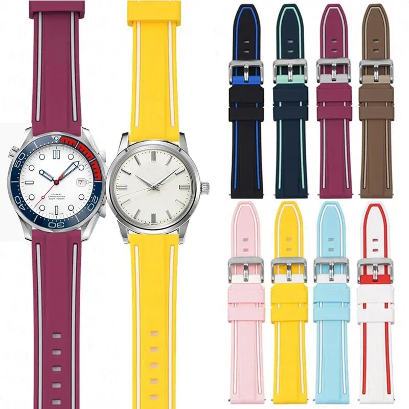Double Color Sport Silicone Watch Band with Quick Release - 20mm Strap