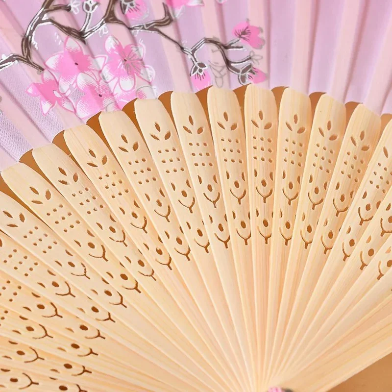 Japanese Style Hand Held Folding Dance Fan Wedding Party Lace Silk Flower