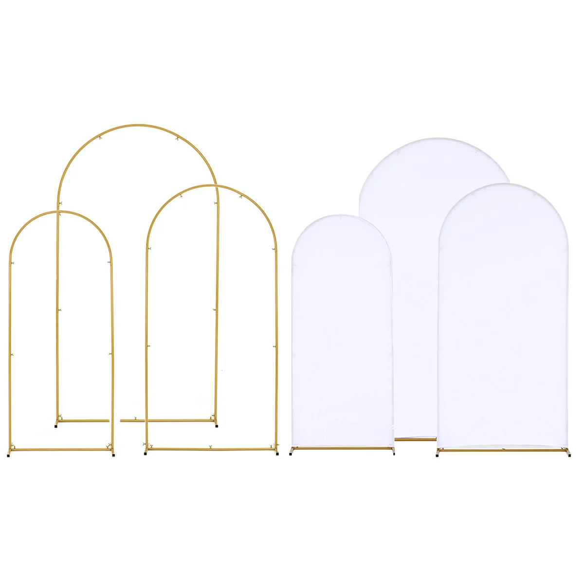 Wedding Arch Cover for Arch 7.2FT, 6.6FT,5.9FT Round Top Covers Set of 3 Spandex Fitted White Wedding Cover