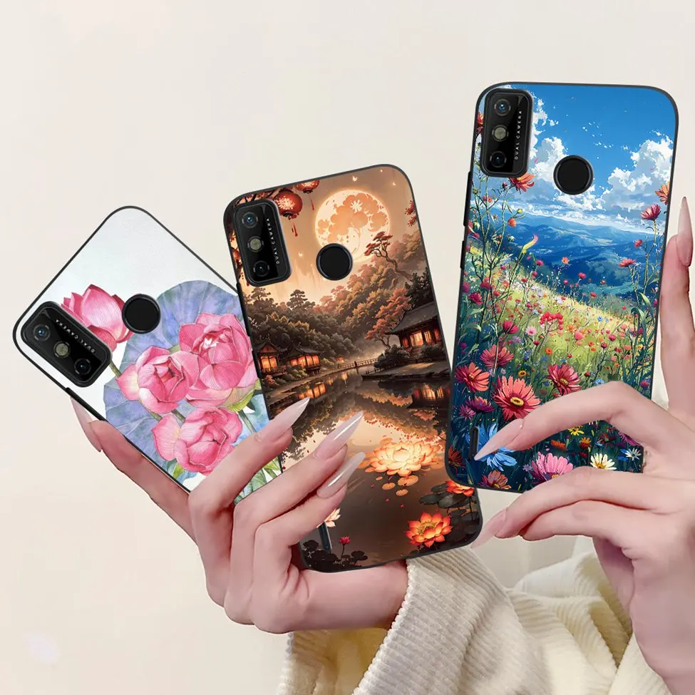 Silicone Cute Floral & Funny Painted Back Cover