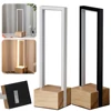 LED Table Lamp USB Nightstand Lamp 3 Color Temp Geometric Nightstand Lamp Stepless Dimmable Desk Light Wooden Base for Bedroom 1