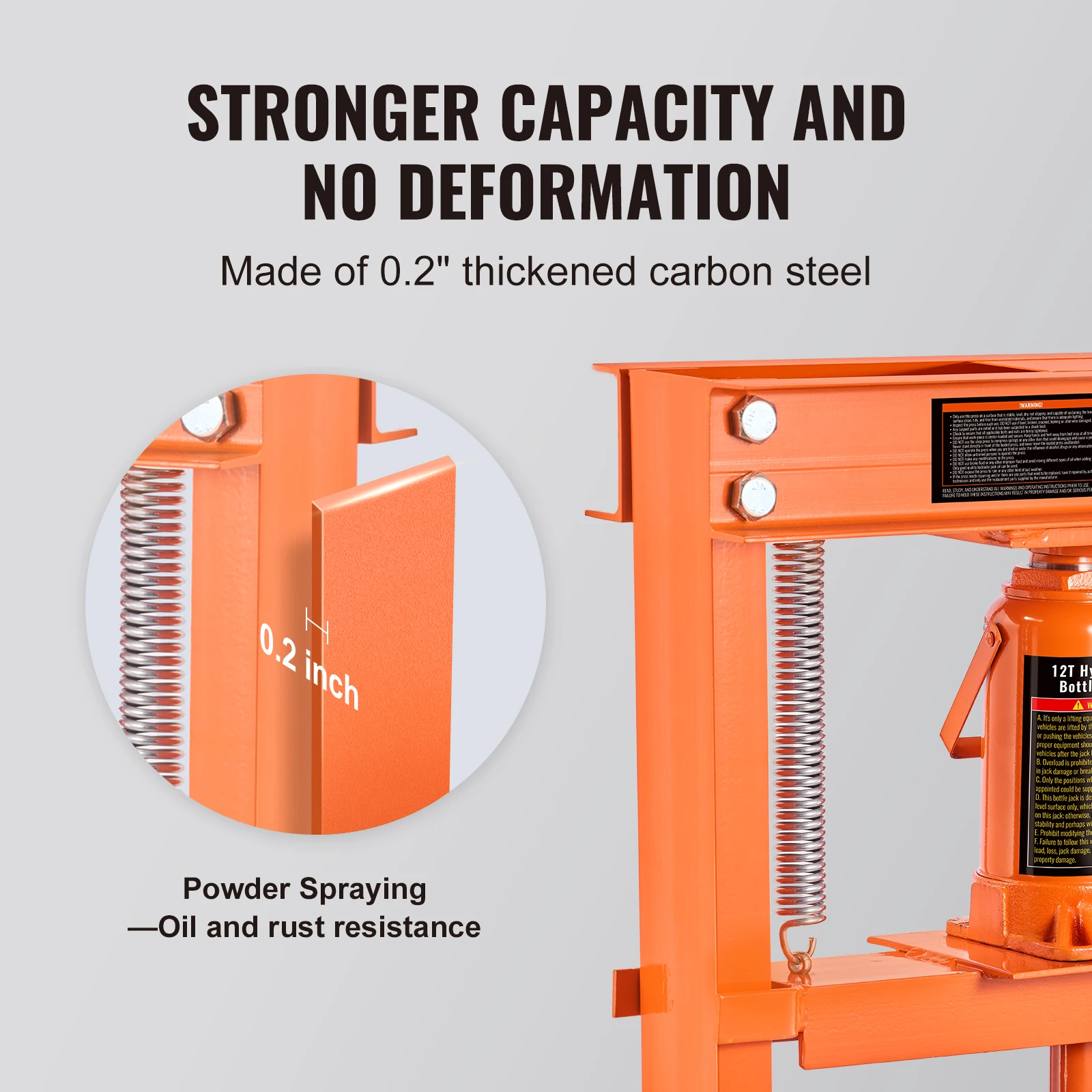 VEVOR Hydraulic Shop Press 6/12T H-Frame Adjustable Hydraulic Floor Press with Plates Heavy Duty Press for Garage Shop Workshop 6