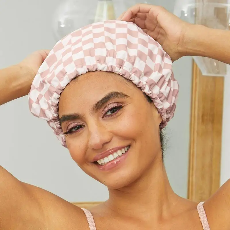 Kitsch Luxury Shower Caps for Women Reusable Waterproof - Flexi Satin Lined, Quick-dry,Stylish Hair Cap for Long & Short Hair 2