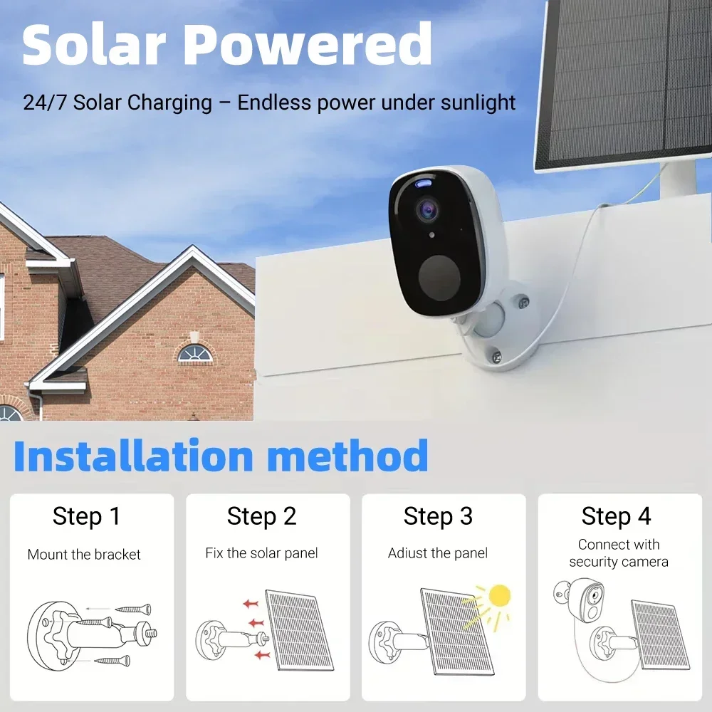 PEGATAH 5MP 4G Solar Security Camera 2.4G WiFi Outdoor Wireless PIR Detection Color Night Vision Battery Powered Two-Way Talk