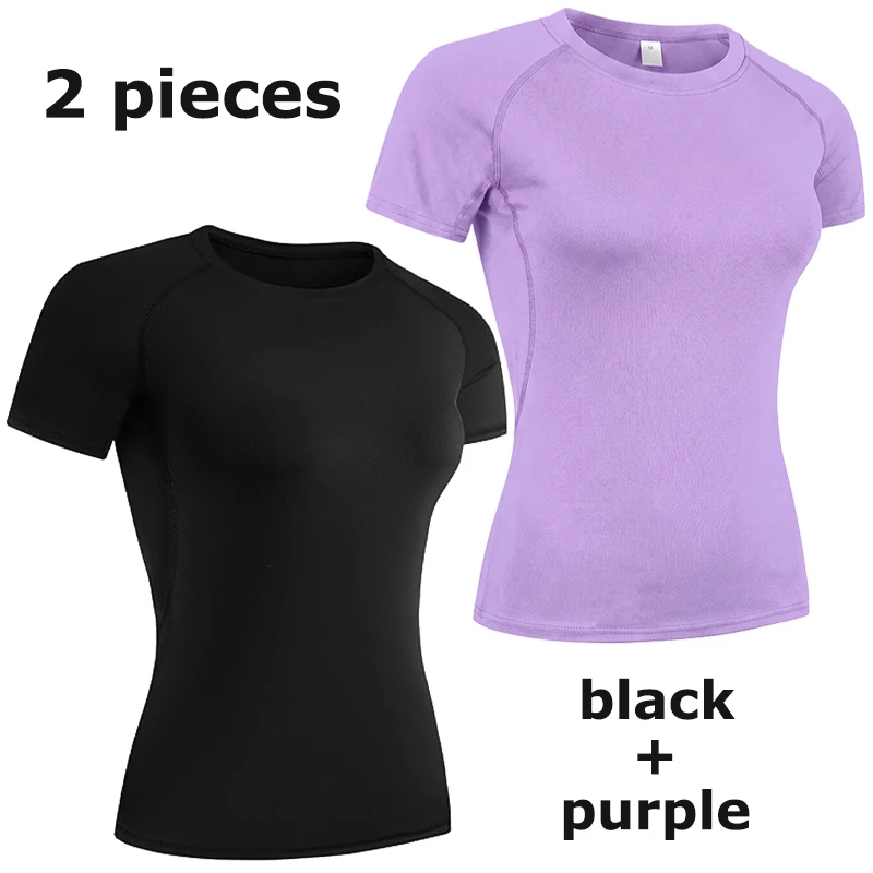 Women's Athletic Short Sleeve Compression Shirt - Quick Dry Stretchy Yoga & Workout Top
