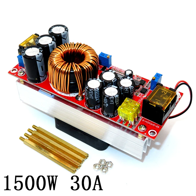 Фото DC-DC 1500 Вт 30A повышающий преобразователь напряжения, Повышающий Модуль источника питания CC CV, модуль постоянного тока с вентилятором от 10-60 в до 12-90 в №3