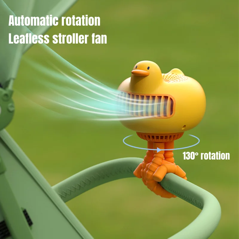 

Stroller Fan Blowing Duck Shake Head Small Fan Mosquito Repellent USB Portable Folding Rechargeable Electric Fan Outdoor Cooler