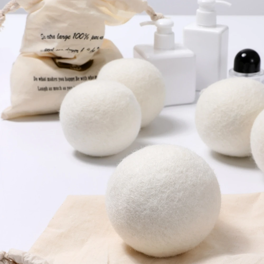 6pcs/pack Wool Dryer Balls, Wool Ball Reusable Laundry Balls, Woolen Dryer Balls for Clothes, with storage bag