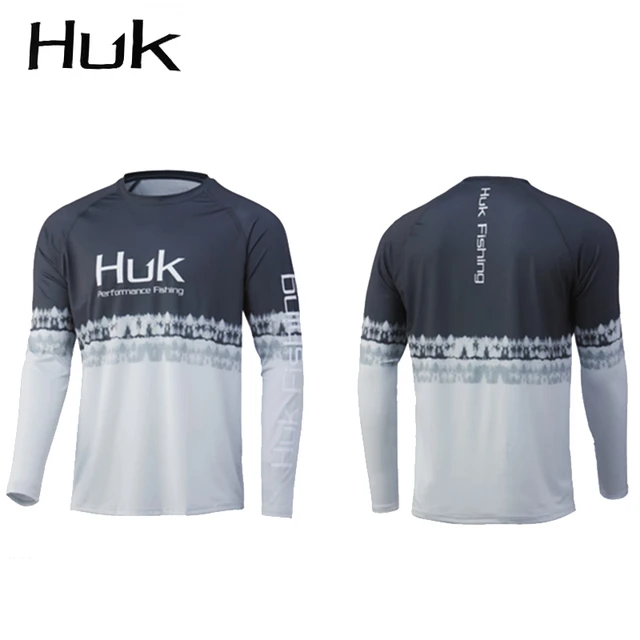 HUk Performance Fishing Shirts Men Long Sleeve Uv Protection Fishing  T-Shirt Camisa Pesca Outdoor Quick