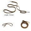 6.5inch hand-made genuine leather cowhide pet dog leashes accessories collars harnesses leads supplies double-end ventilate 4