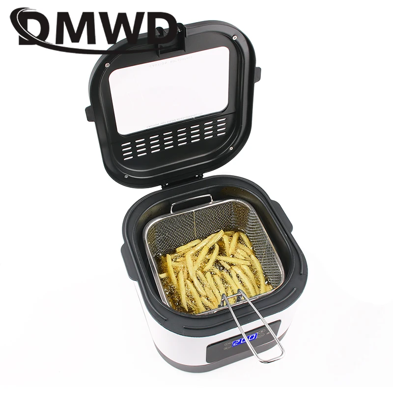 Electric Deep Fryer Oil Oven Hotpot Adjustable Thermostat Frying Machine Heating Pot Cooker 5L
