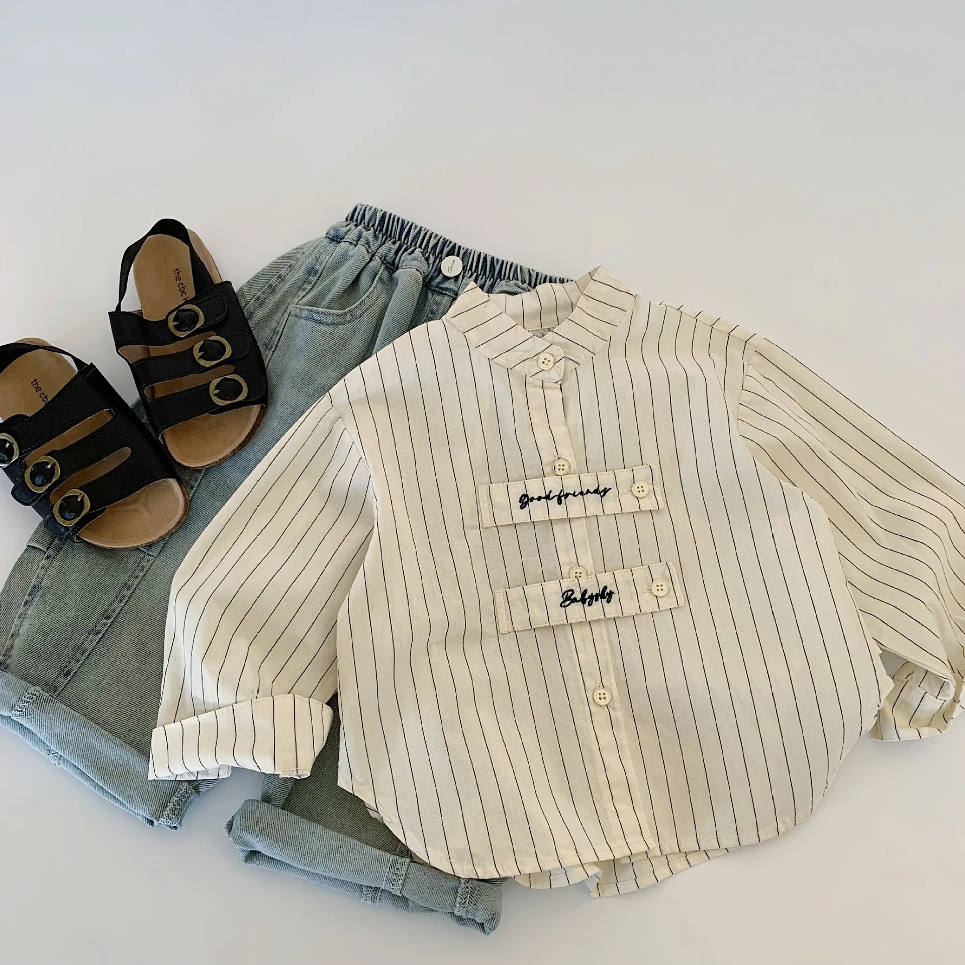 Children Clothes Kids Long Sleeve Shirt Spring Boys Casual Embroidered Striped Shirt Korean Style All Match Kids Top Trend