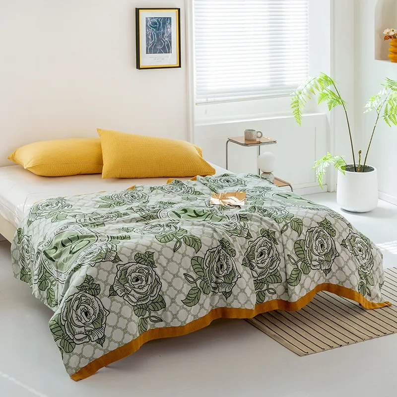 

Best Boho Bamboo Cotton Throw Blanket Suitable For Summer Cold Feeling Air Conditioning Bedspread Nap Quilt Single Or Office Use