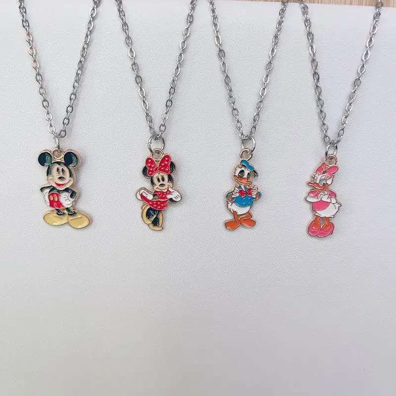

Disney Mickey Mouse Mickey Minnie Donald Duck Cartoon Necklace Earrings Set Stainless Steel Oil Drop Necklace Earrings Gift