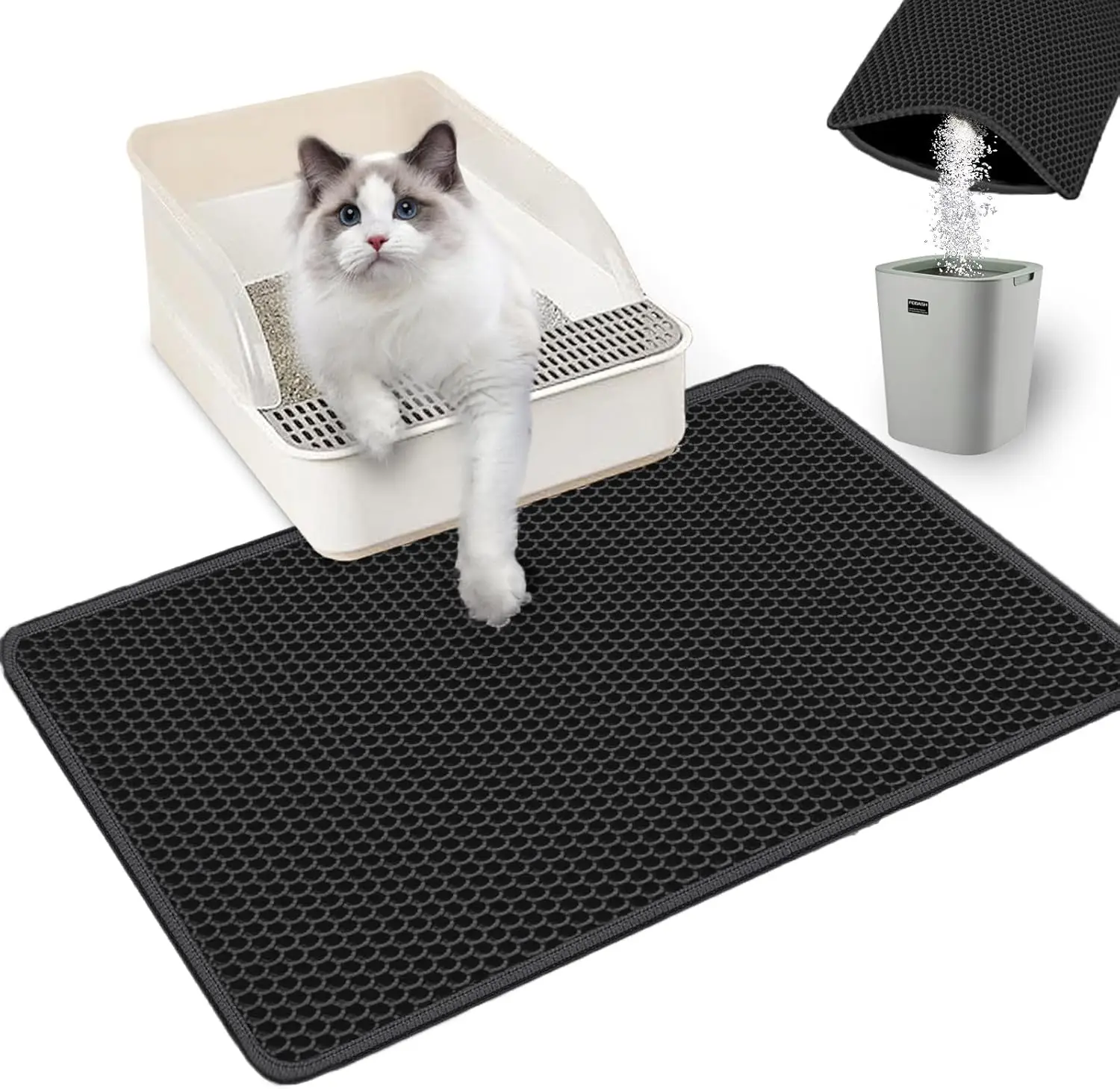 Double-Layer Honeycomb Cat Litter Mat Waterproof Anti-Slip for All Ages Cats Litter Box Floor Protector Durable and Easy Clean Double-Layer Honeycomb Cat Litter Mat Waterproof Anti-Slip for All Ages Cats Litter Box Floor Protector Durable and Easy Clean