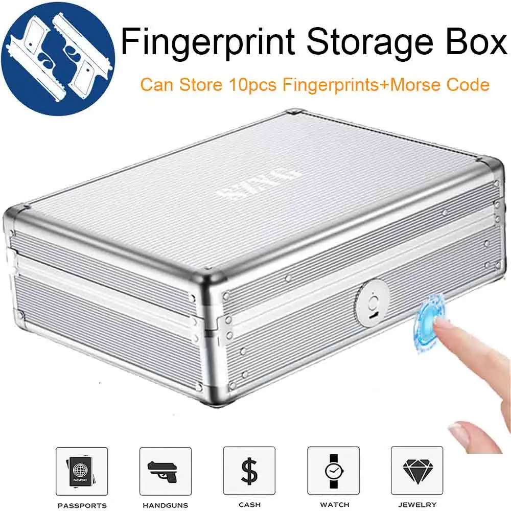 

Biometric Fingerprint Safe Box Gun Safe Jewelry Privacy Security Storage Box with Morse Code Lock Intelligent Secret Hidden Safe