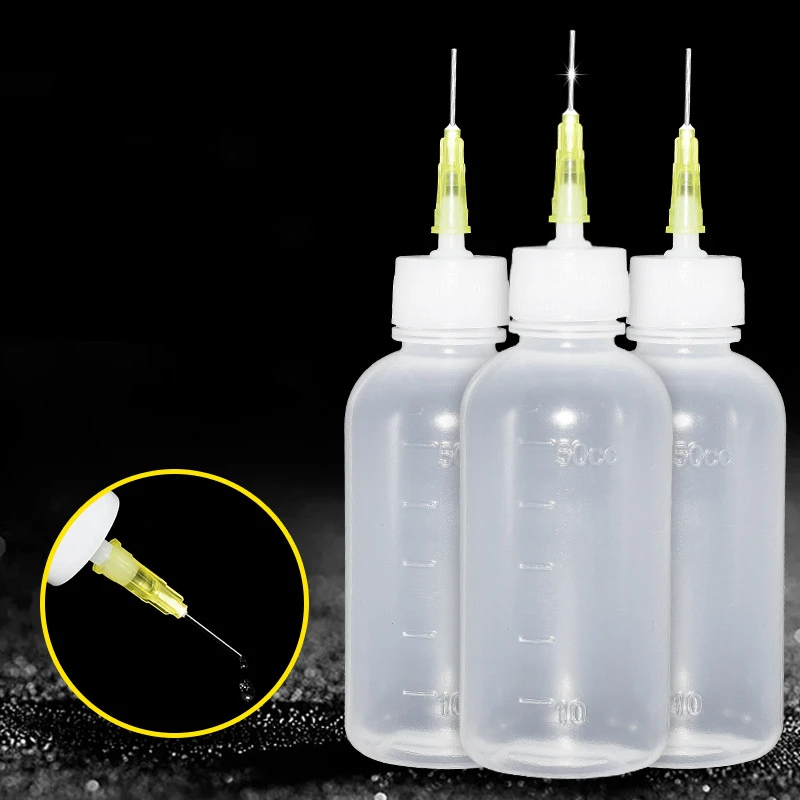 

4/2pcs Plastic Rosin Bottle Liquid Flux Alcohol Oil Dispenser Clean Needles 50ml Polyethylene Flux Bottle Soldering Iron Tools