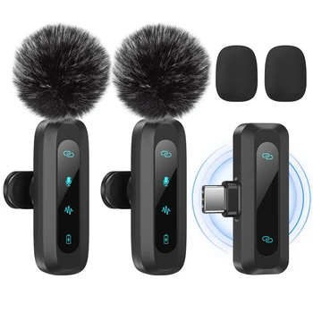 Microfono Lavalier, Compatto e Resistente, Lunga Durata della Batteria, Tipo-C, Utilizzato per Produzione Video, Streaming Live, Interviste