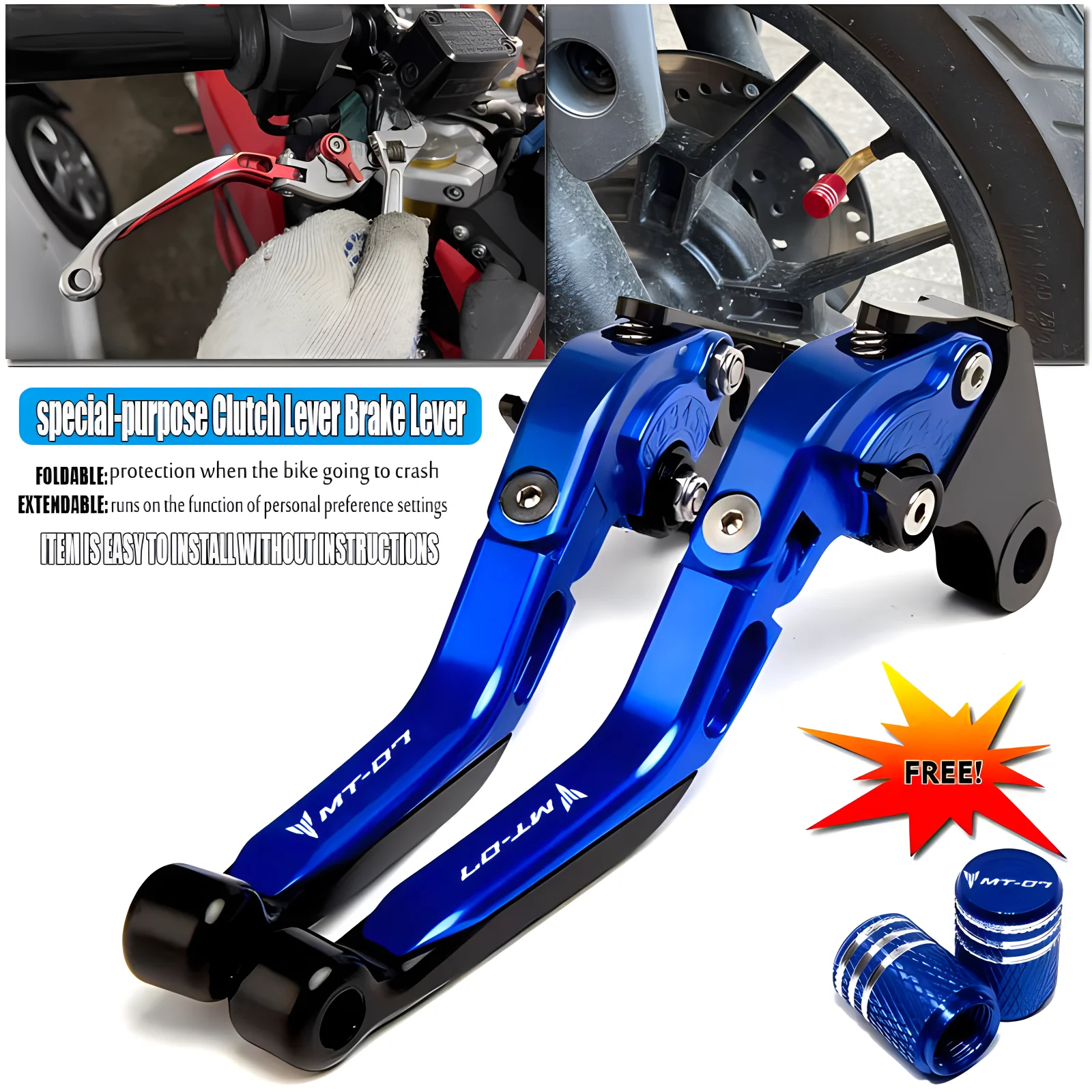 For Yamaha MT-07 MT07 FZ07 2014-2024 CNC short adjustable