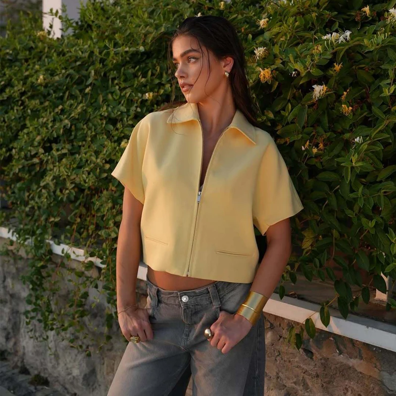 سترة نسائية قصيرة من MUJER سترات اسكواش بأكمام قصي...