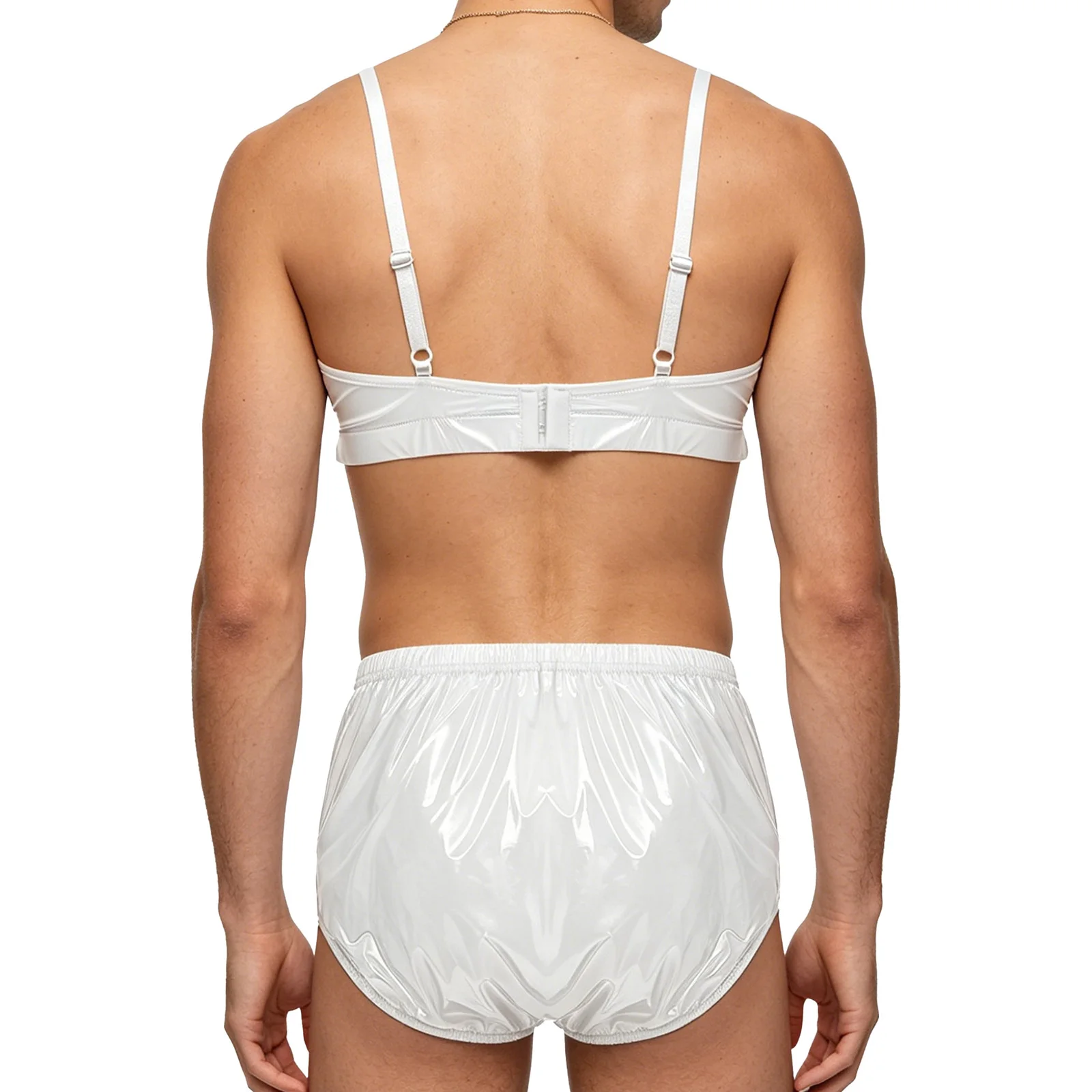 Men's Lingerie Two Pieces Swimsuit Waterproof Swimwear Singlets Crop Top And Elastic Band Swim Bottom Swimming Bathing Suit - 3
