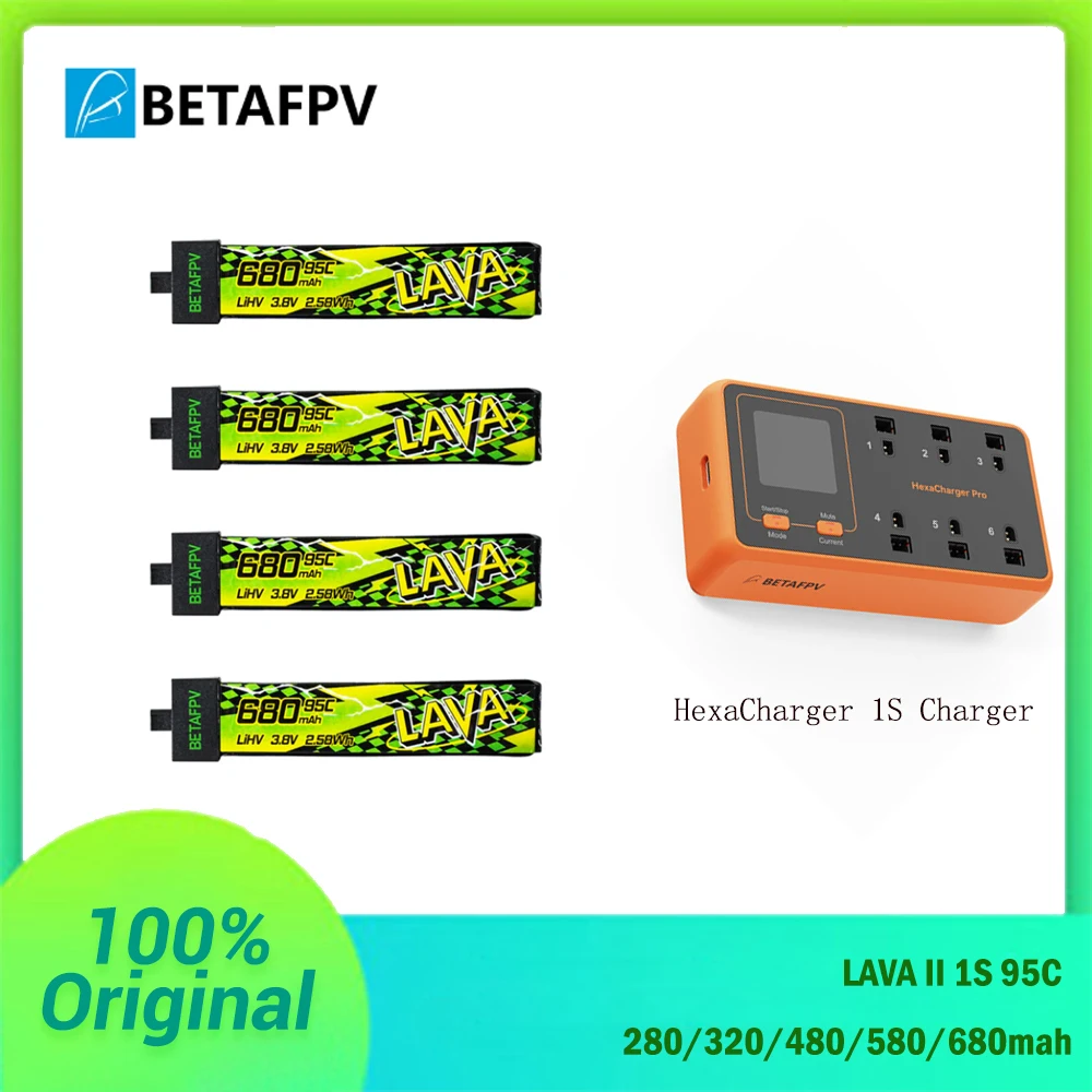 BETAFPV LAVA II 1S Battery 480mAh 580mAh 680mAh for Meteor75 Pro/Air75,280mAh 320mAh For Air65/Meteor65 Pro With HexaCharger