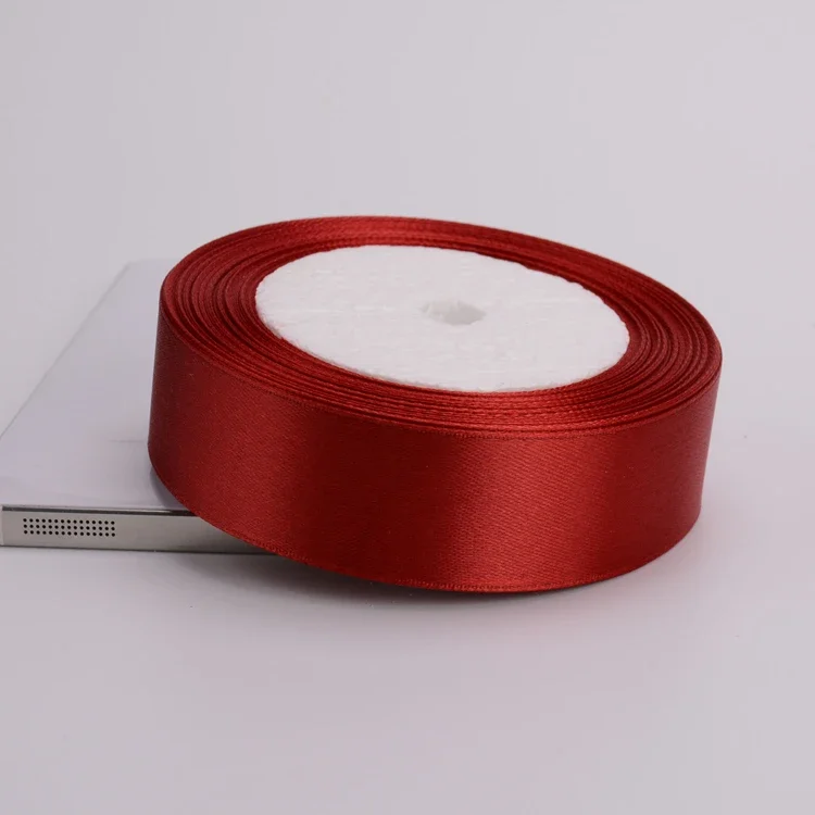 Elegant Burgundy Satin Ribbon - 25 Yards, 6mm-75mm Widths, Perfect for DIY Crafts, Gift Wrapping, and Party Decorations