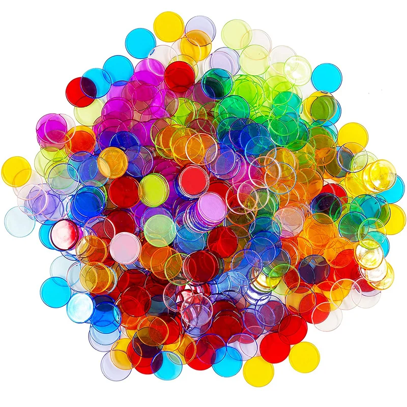 600/300PCS 19MM Transparent Color Bingo Counting Chips For Kids Math Educational Games Teaching Supplies For The Classroom